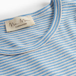 Blå og hvid stribet langærmet T-shirt til kvinder