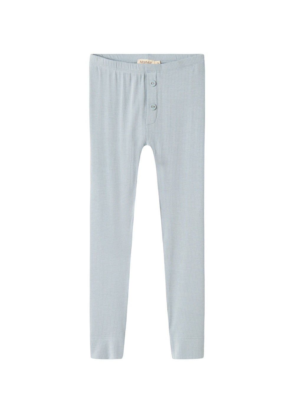 Lyseblå lange leggings med knaplukning foran