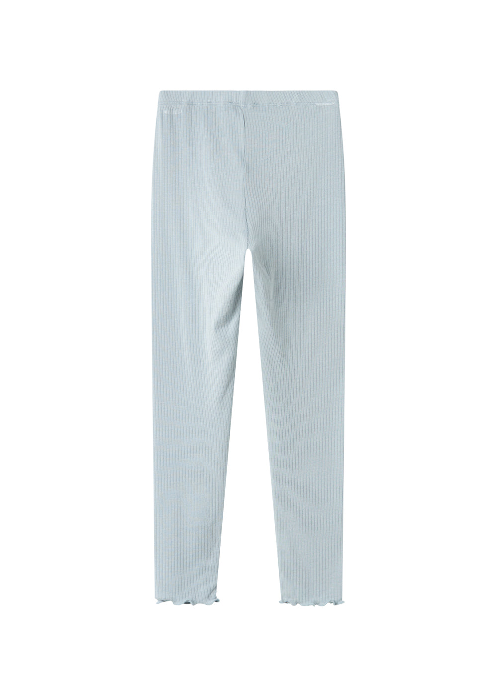 Lysblå Lani leggings med elastiklinning og ribbet stof, bag-/sidevisning