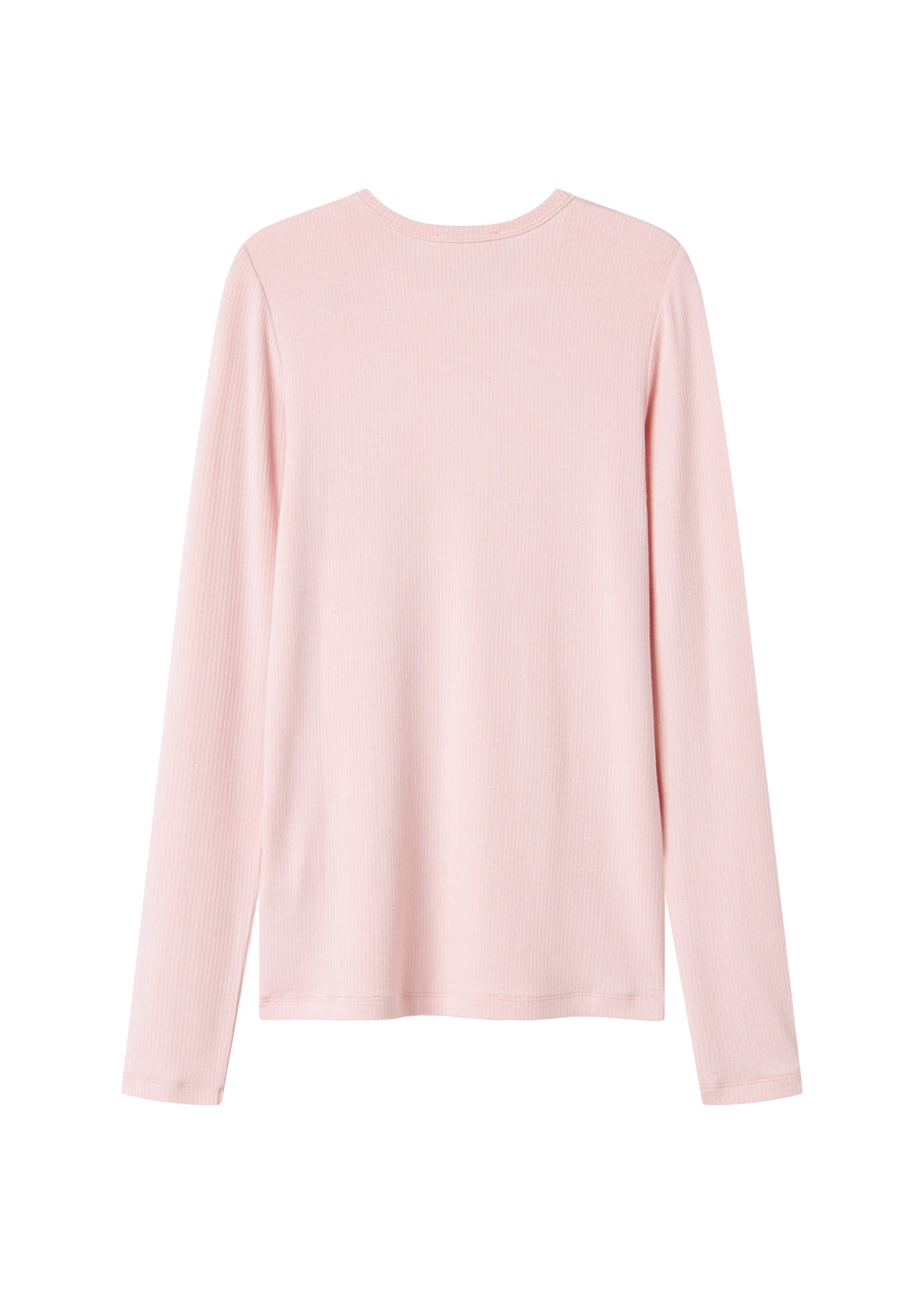 Lyserød langærmet T-shirt med rund hals og lige pasform
