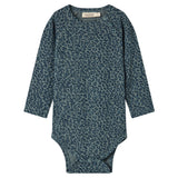 Grøn leopardmønstret babybody med lange ærmer