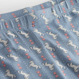 Blå leggings til børn med enhjørningemønster