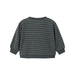 Stribet babybluse med brede striber og lange ærmer, rund hals og ribkant