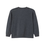 Mørk grå meleret børnesweater med lange ærmer og rund hals (ryg)