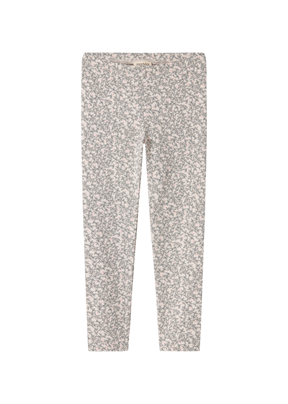 Leggings med fint bladmønster og små røde detaljer