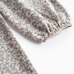 Mønstret kjole med lange ærmer og elastisk manchet, beige med små motiver