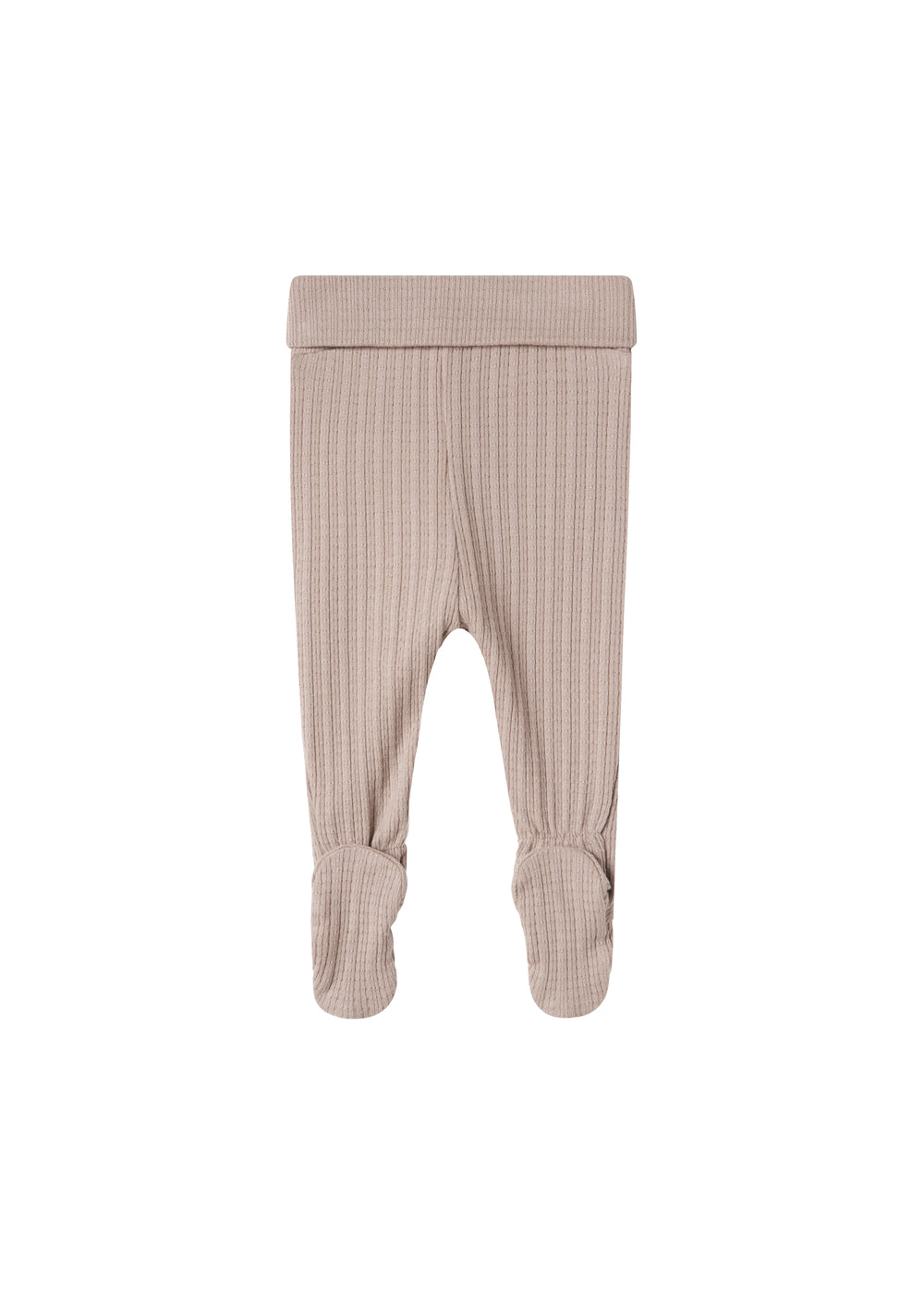 Beige pointelle bukser med fødder til baby