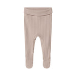 Beige pointelle bukser med fødder til baby