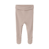 Beige pointelle bukser med fødder til baby