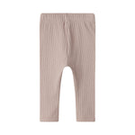 Beige pointelle babybukser med snøre og elastik i taljen