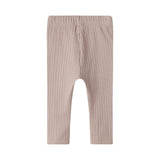 Beige pointelle babybukser med snøre og elastik i taljen