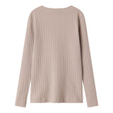 Beige pointelle bluse med lange ærmer til børn