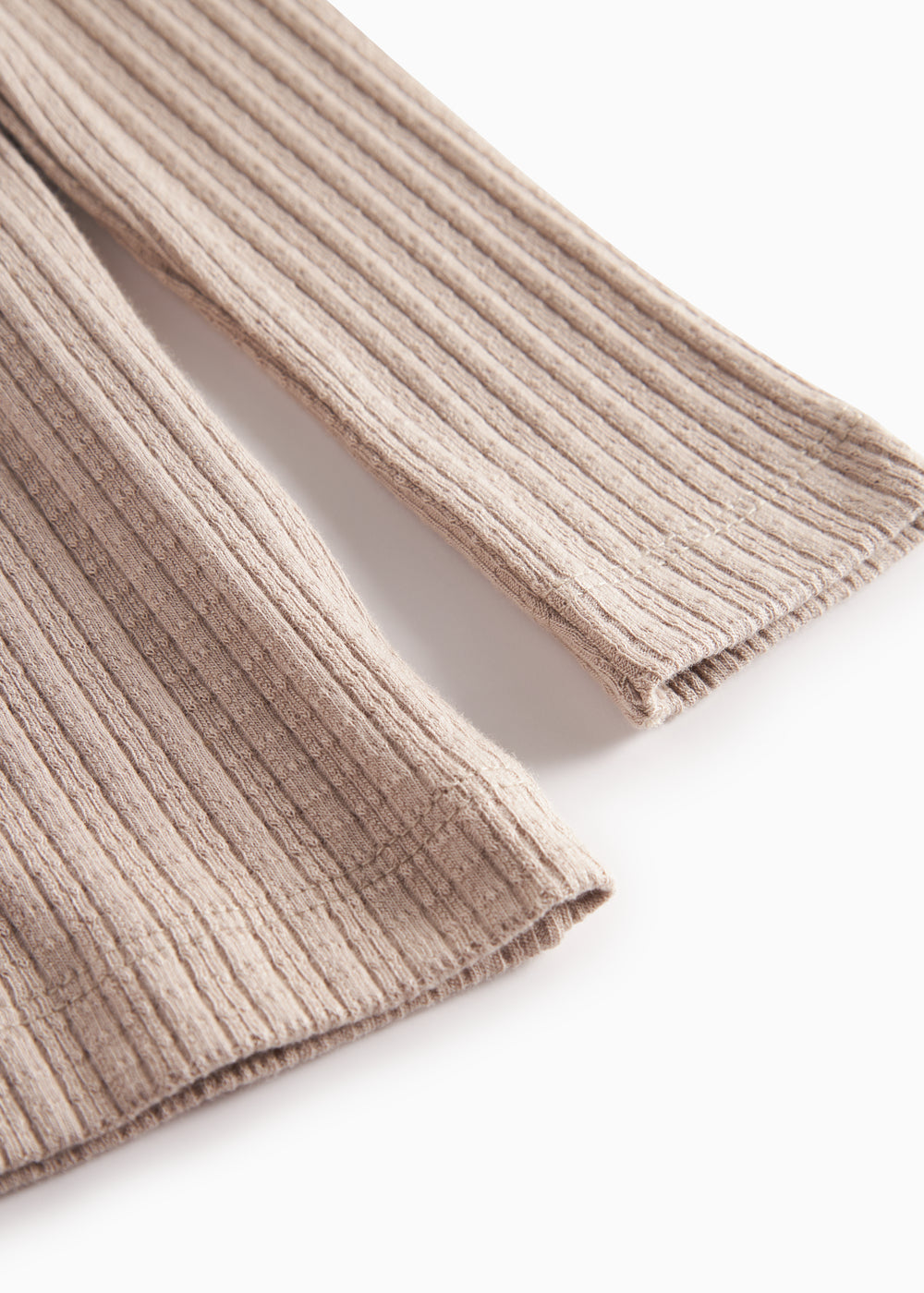 Beige pointelle bluse med lange ærmer til børn