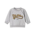 Grå sweatshirt til børn med guld broderet logo foran
