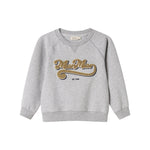 Grå sweatshirt til børn med gyldent broderet logo foran