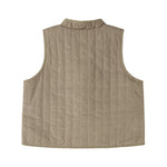 Beige quiltet vest med blomsterbroderi til børn