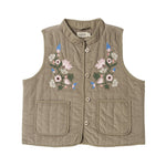 Beige quiltet vest med blomsterbroderi til børn