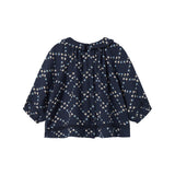 Mørkeblå blomstermønstret bluse til baby med lange ærmer