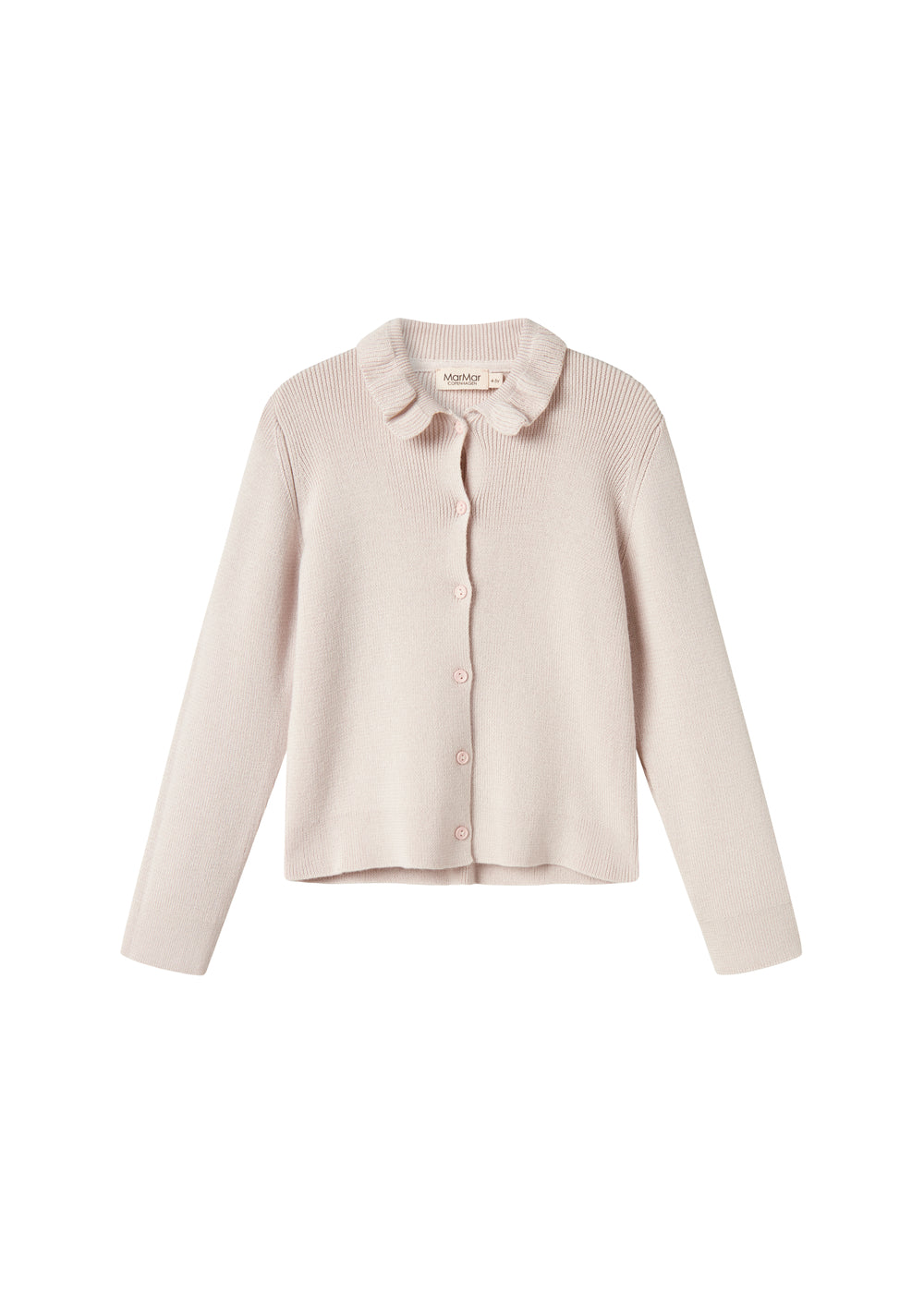 Offwhite cardigan til børn med krave og knaplukning foran
