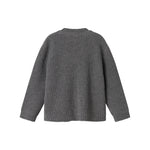 Mørkegrå strikket cardigan til børn med knapper og lommer