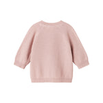 Lyserød strikket babycardigan med lange ærmer