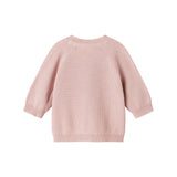 Lyserød strikket babycardigan med lange ærmer