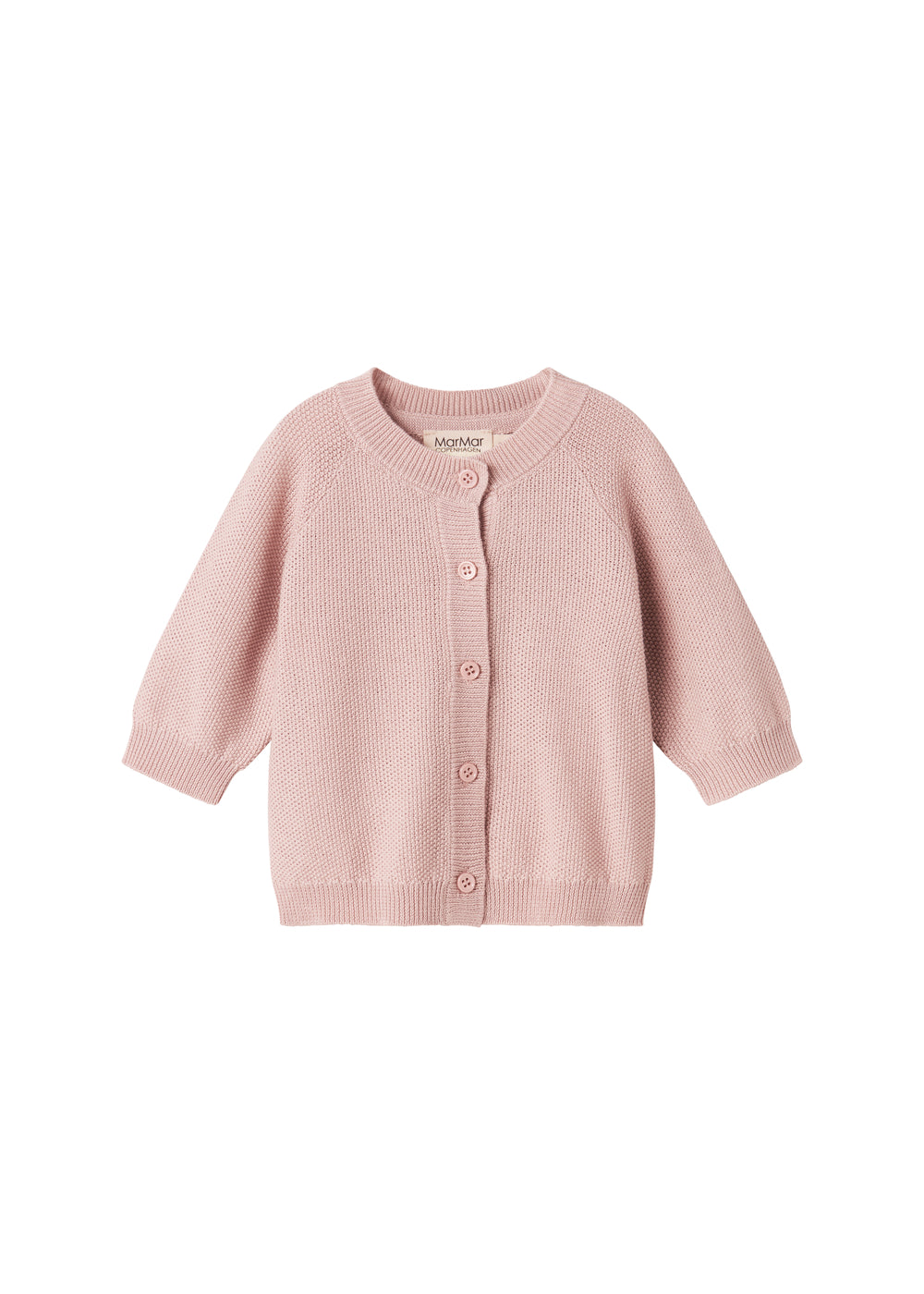Lyserød strikket baby cardigan med lange ærmer