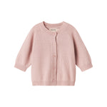 Lyserød strikket baby cardigan med lange ærmer