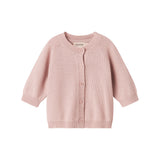 Lyserød strikket baby cardigan med lange ærmer