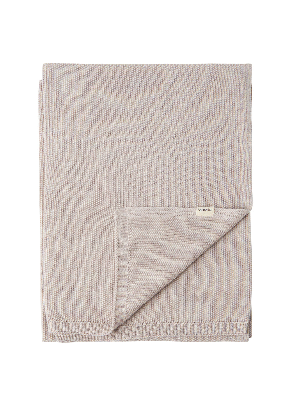 Beige strikket babytæppe