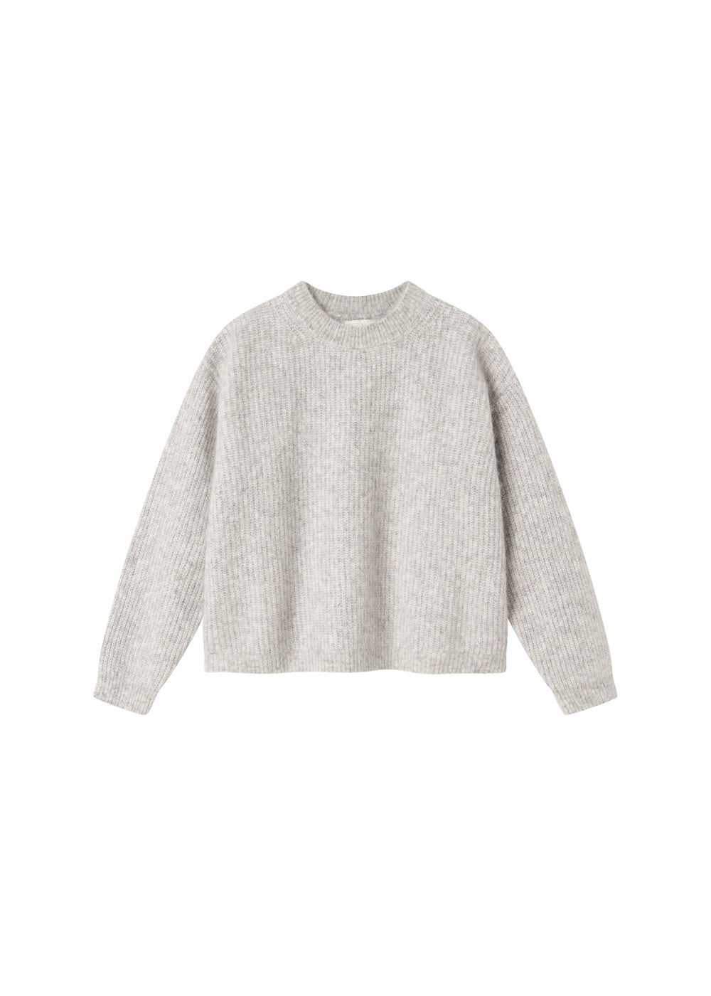 Beige strikbluse til kvinder med lange ærmer