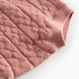 Rose strikkede bloomers med ribkant forneden og mønster i striber