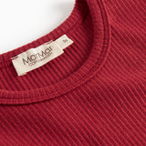 Rød ribstrikket t-shirt med lange ærmer til børn