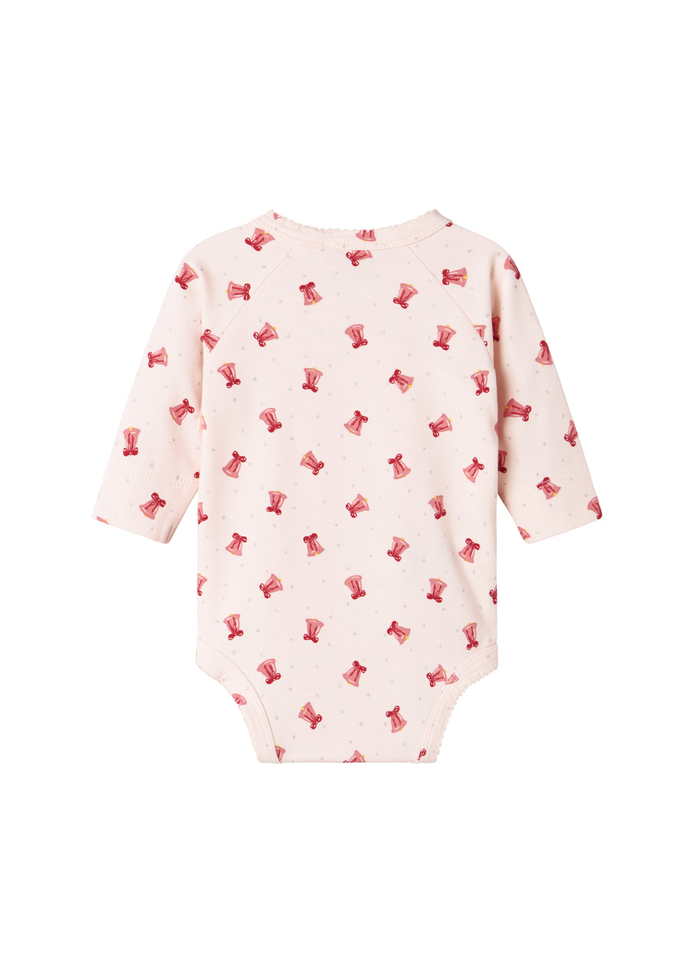Slå-om body med rødt juleklokkeprint til baby
