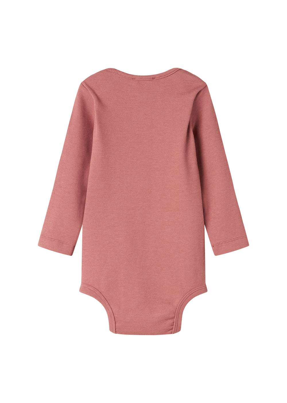 Støvet rosa ribstrikket body med lange ærmer til baby