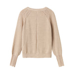 Beige cardigan med guldglimmer og fine ribdetaljer til børn