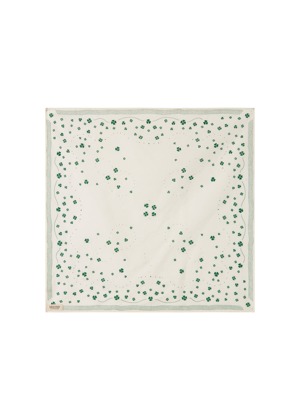 Beige tørklæde med grønt kløverprint