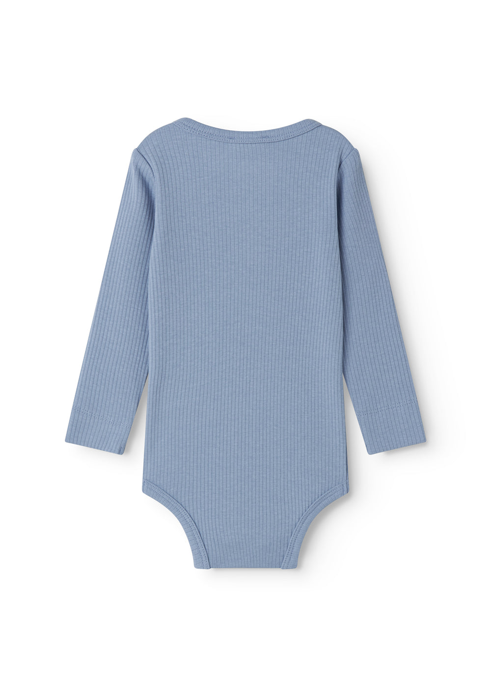 Lyseblå langærmet baby bodystocking med stolpe knaplukning