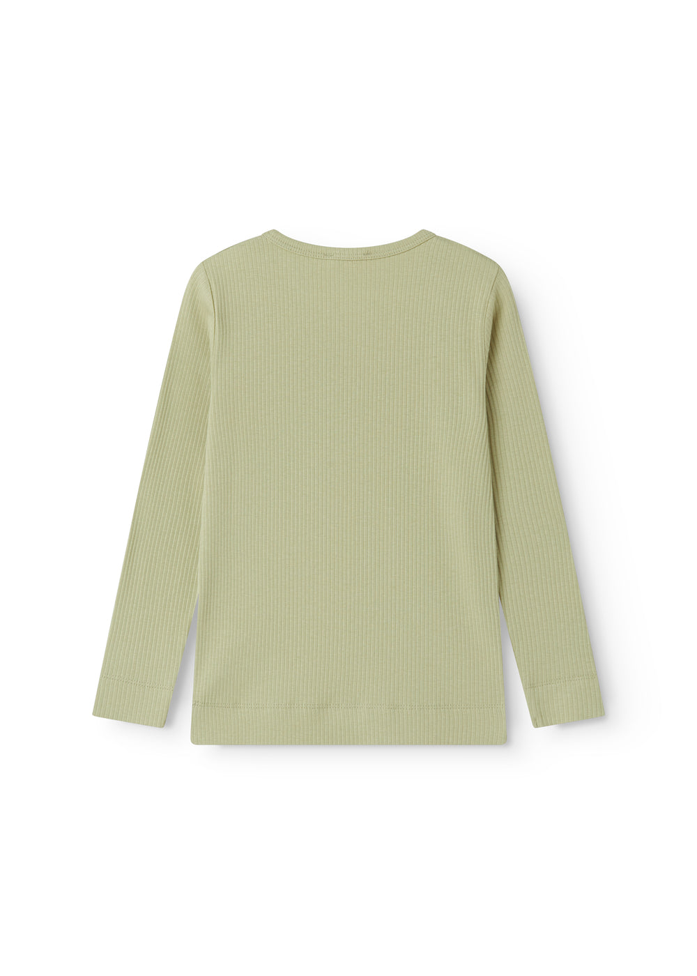Langærmet lysegrøn modal t-shirt til børn med stolpe knaplukning