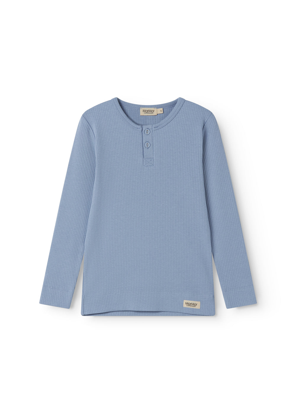 Langærmet lyseblå modal t-shirt til børn med stolpe knaplukning
