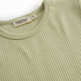 Lysegrøn langærmet ribstrikket modal t-shirt til børn