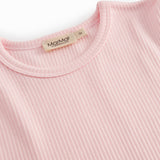Lyseblå langærmet ribstrikket modal t-shirt til børn