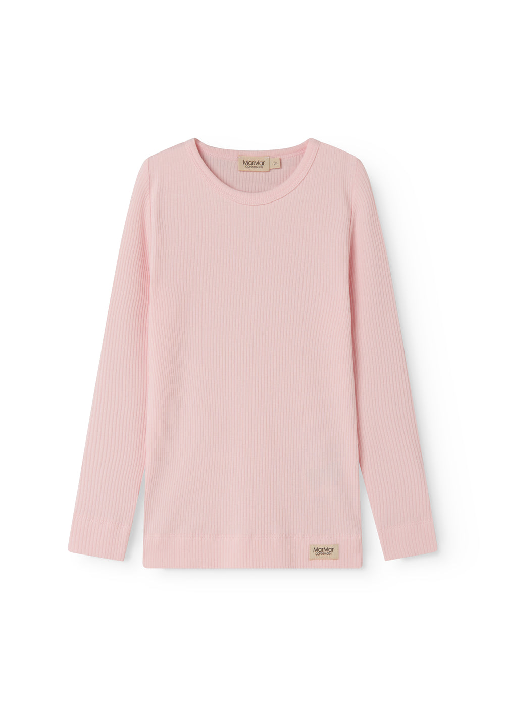 Lyseblå langærmet ribstrikket modal t-shirt til børn