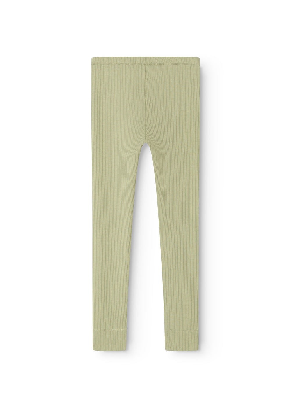 Lysegrøne ribstrikket modal leggings til børn