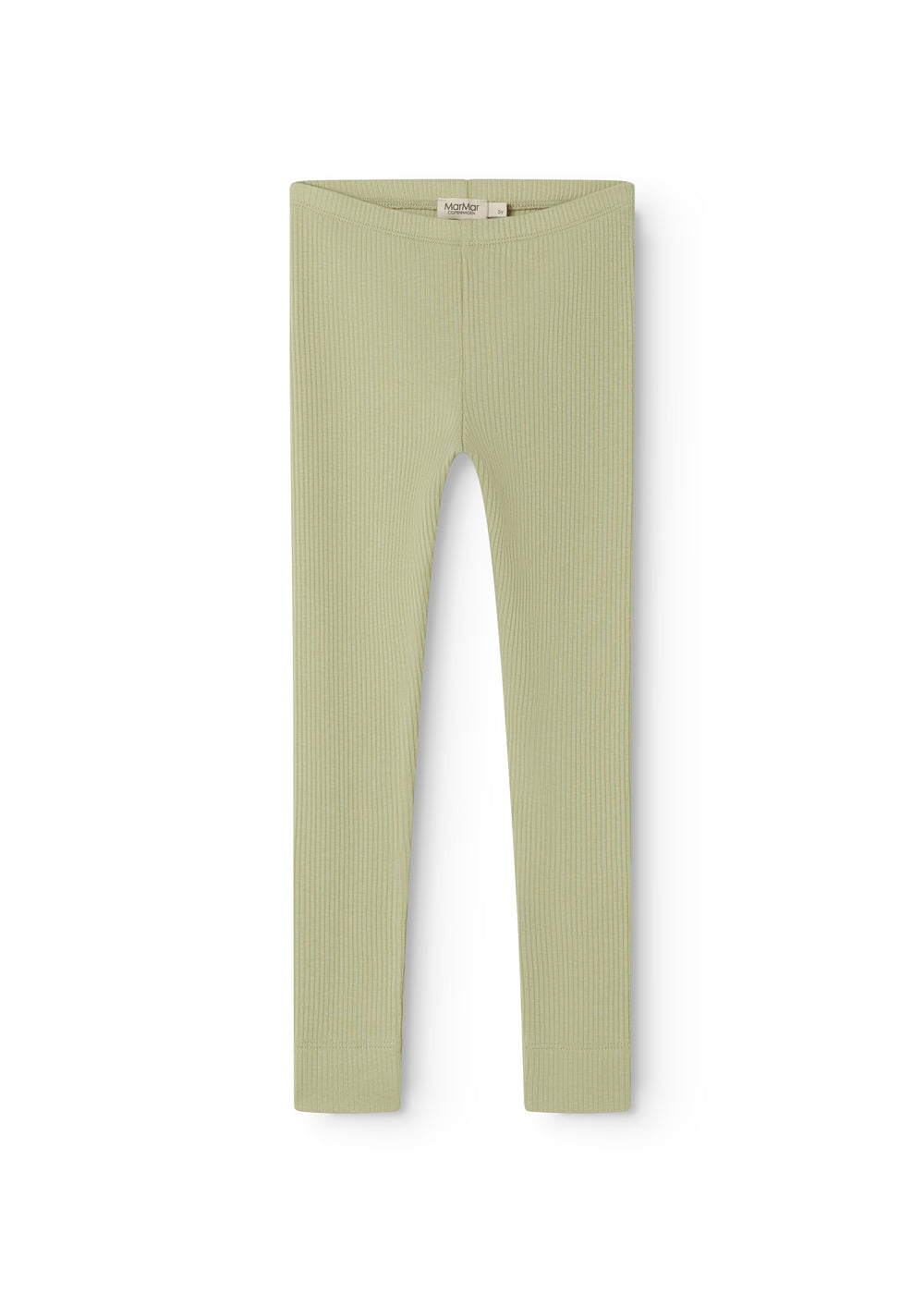 Lysegrøne ribstrikket modal leggings til børn
