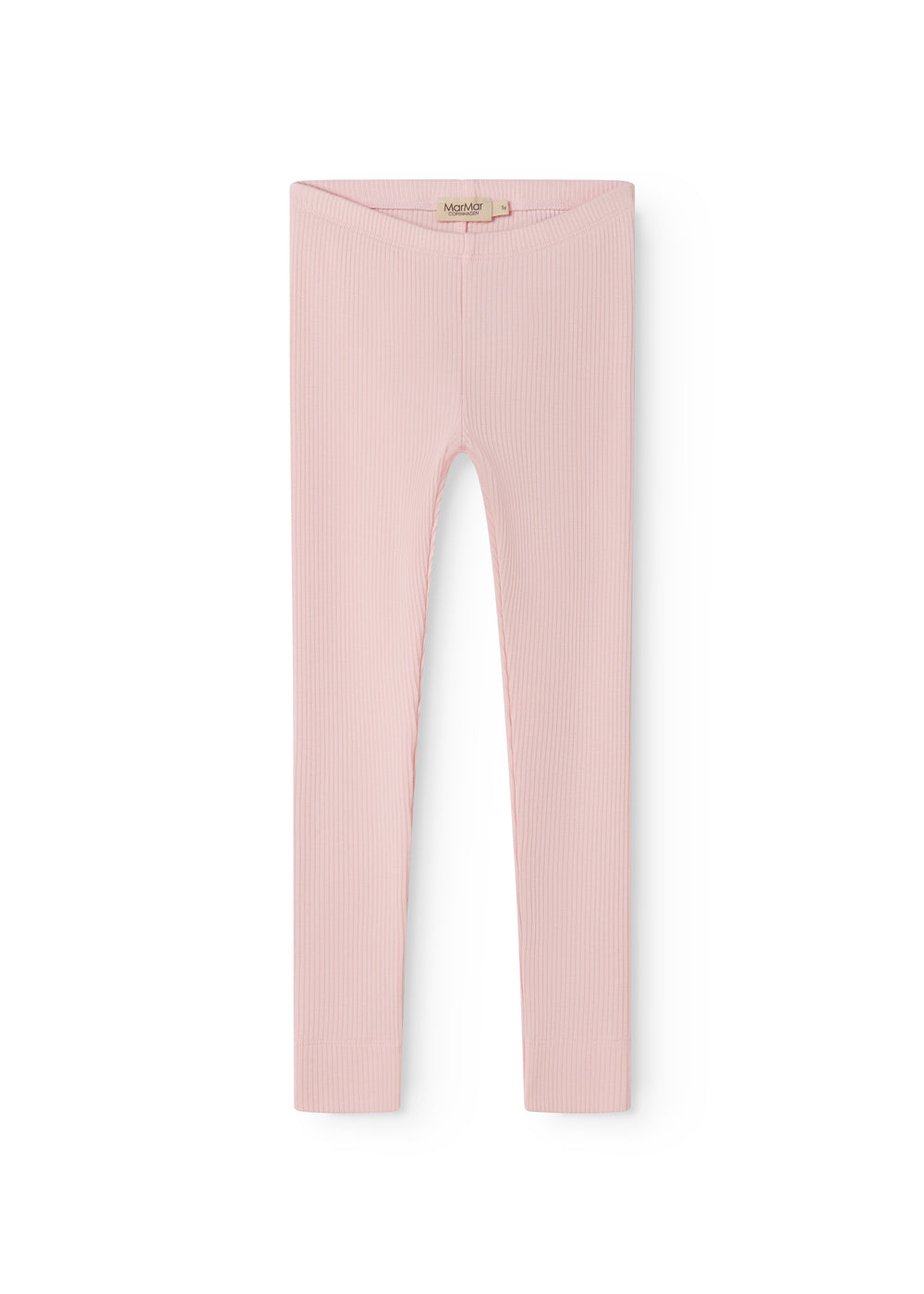 Lyserøde ribstrikket modal leggings til børn