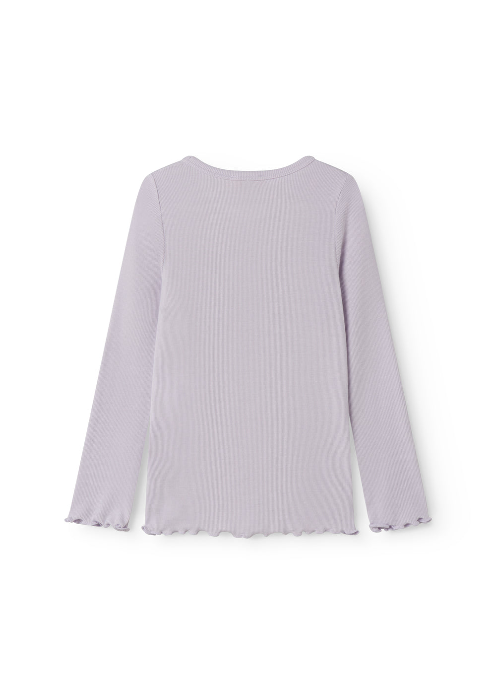 Lys lilla langærmet t-shirt til børn med flæsedetaljer