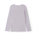 Lys lilla langærmet t-shirt til børn med flæsedetaljer