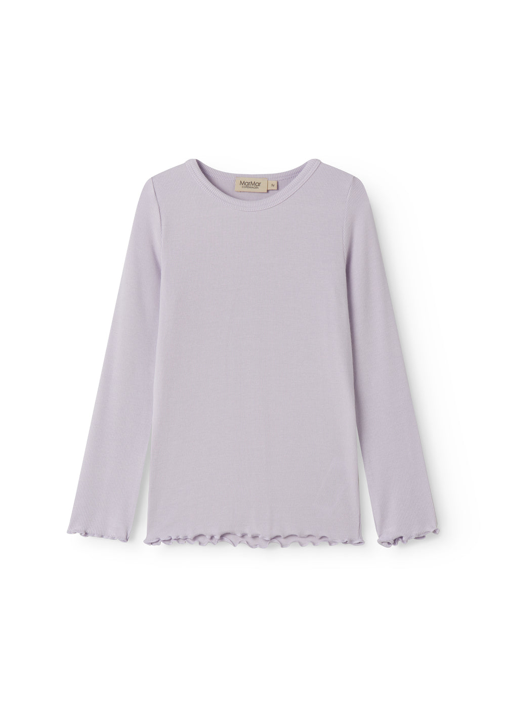 Lys lilla langærmet t-shirt til børn med flæsedetaljer