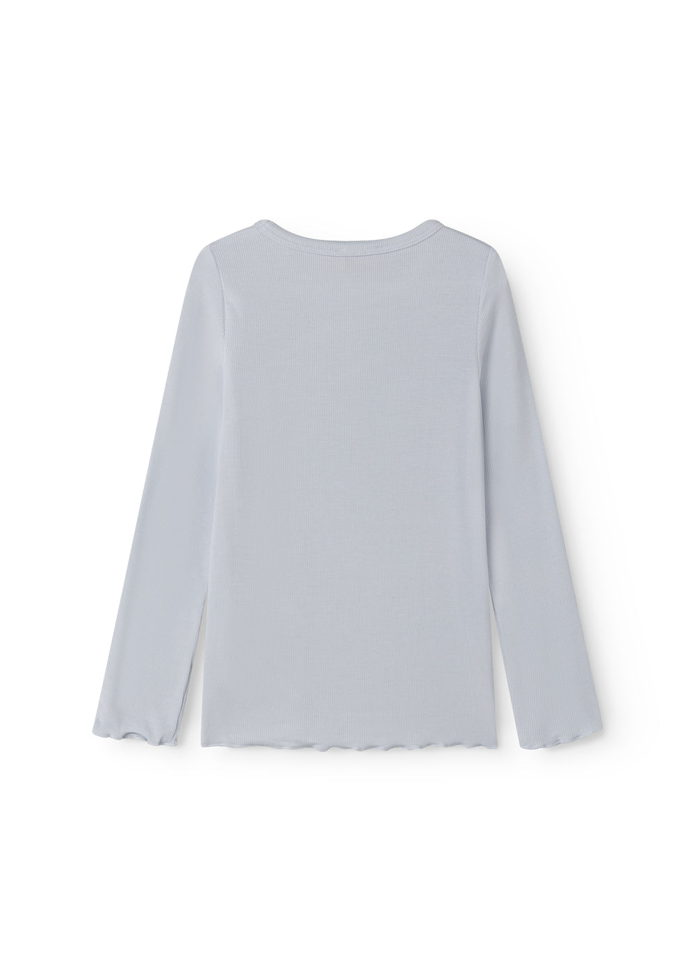 Lyseblå langærmet t-shirt til børn med flæsedetaljer